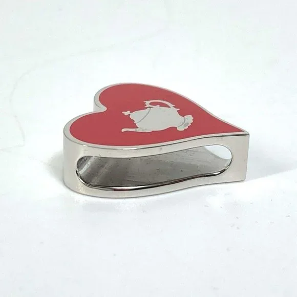 HERMES Heart motif Tea time Twilly ring Scarf ring Metal Red